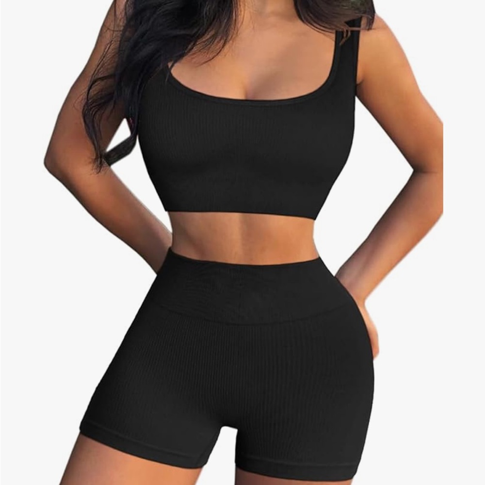Black Ribbed 2-Piece Set - Picture 4 of 5
